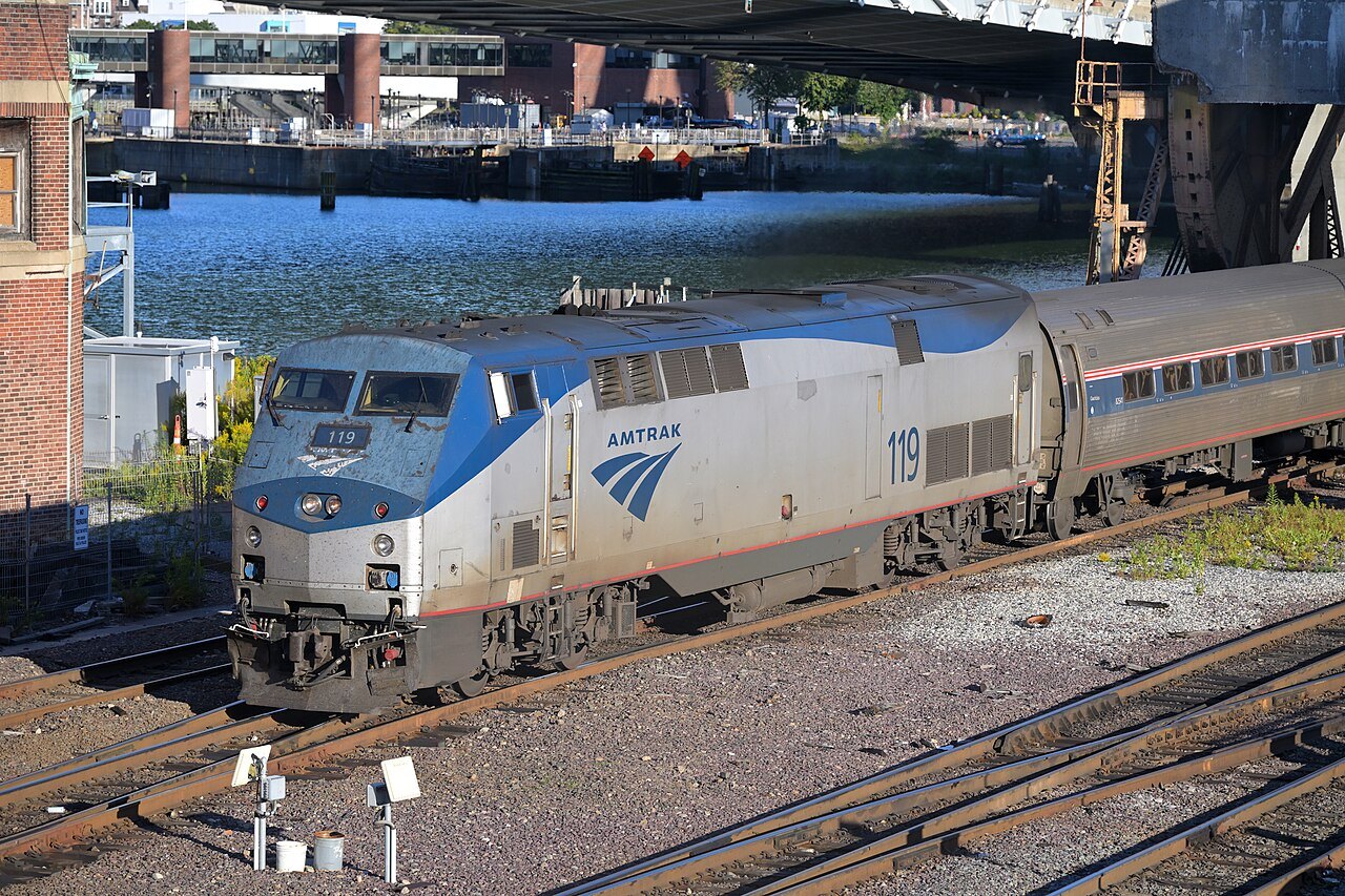 The Amtrak Downeaster leaving North Station