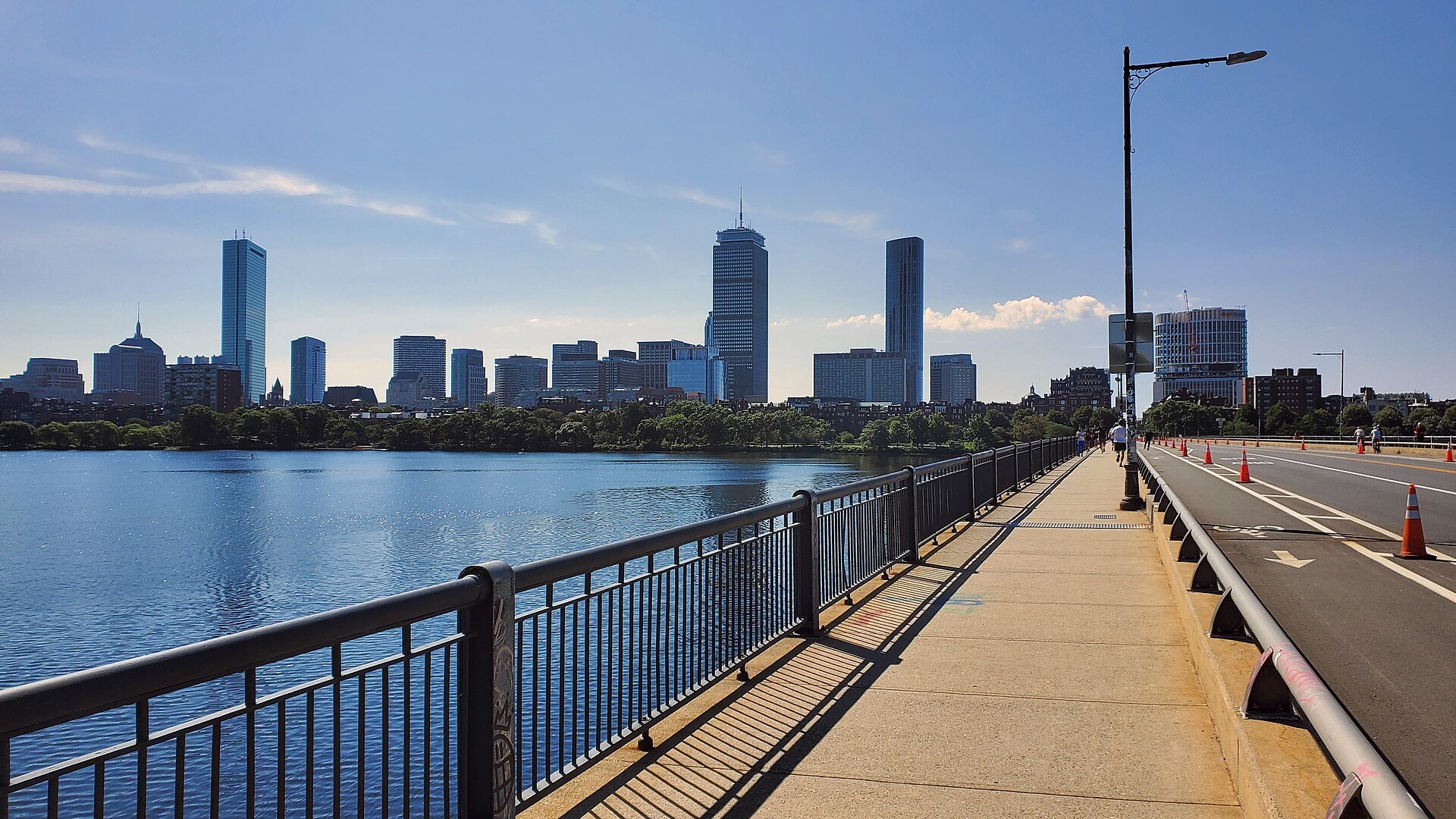 The Back Bay skyline across the Charles River from the Massachusetts Avenue Bridge