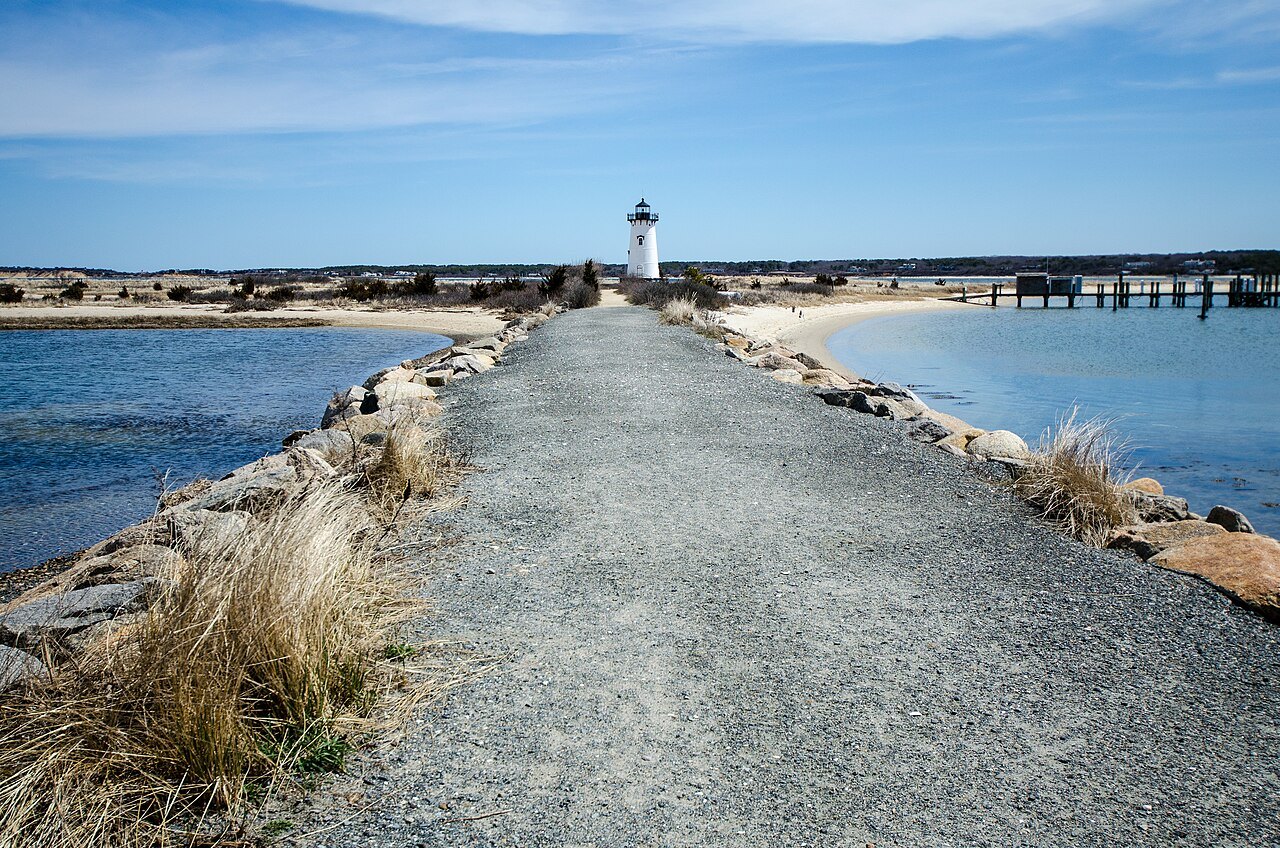 The breakwater path out to Edgartown Light on Martha's Vineyard