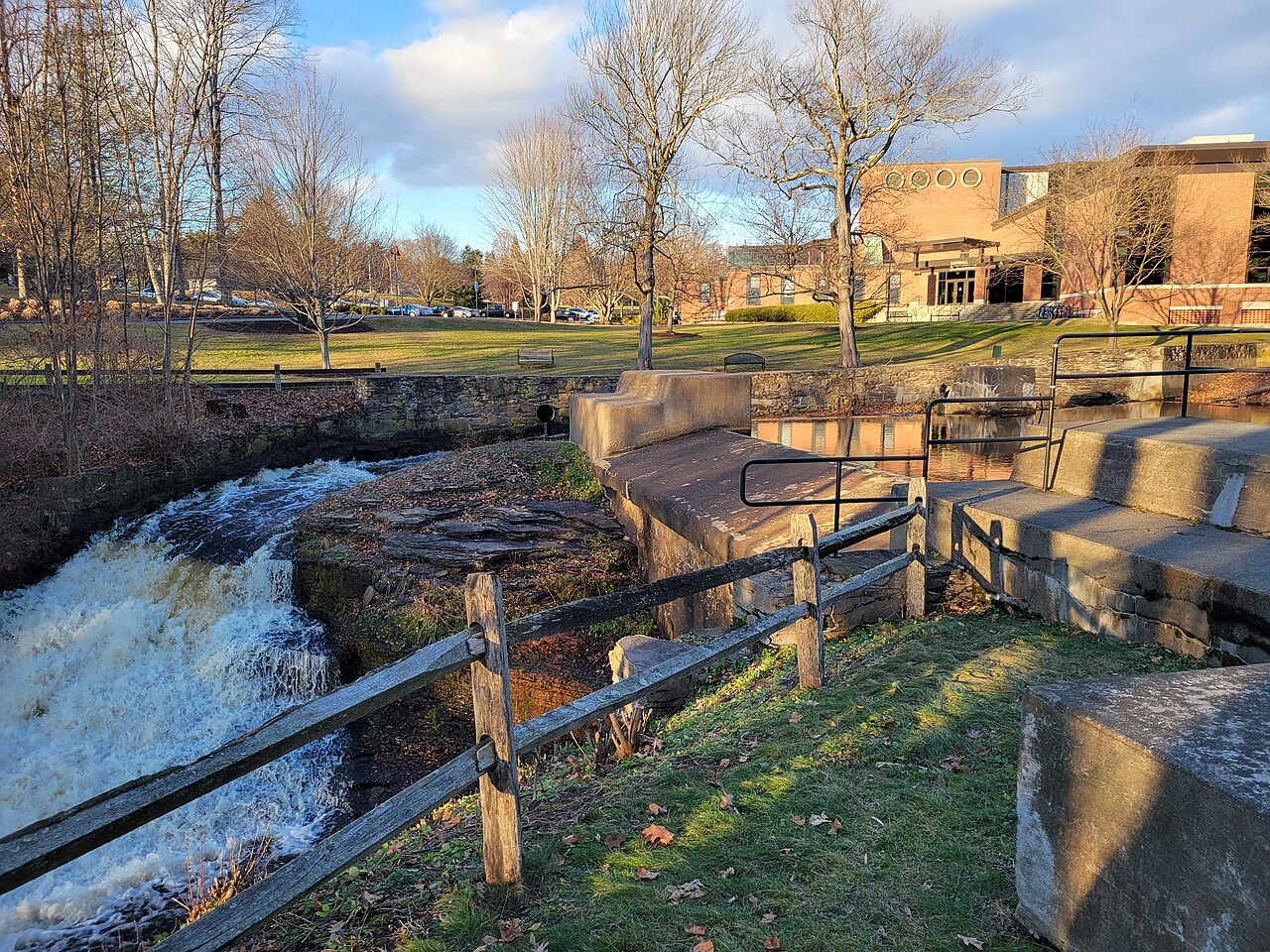 The upper dam and falls at Mount Holyoke College in South Hadley