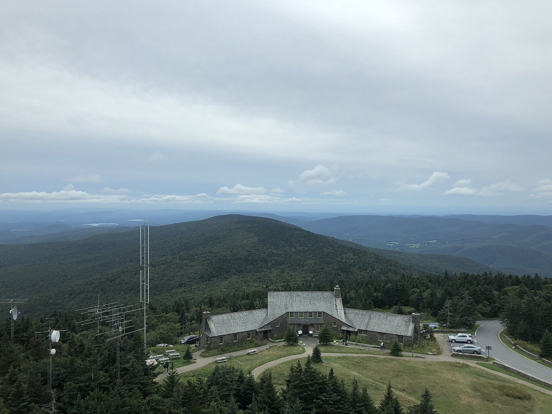 The Berkshire hills from the top of the war memorial tower on Mount Greylock