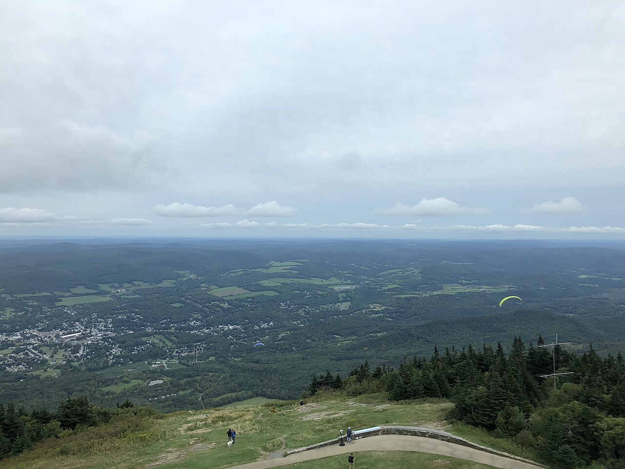 The land falling away to the valley from the summit of Mount Greylock