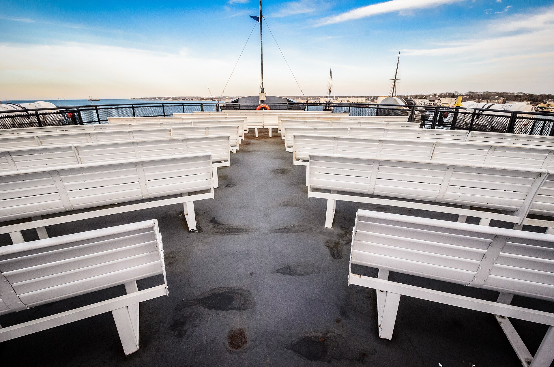 The open upper deck of a Martha's Vineyard ferry