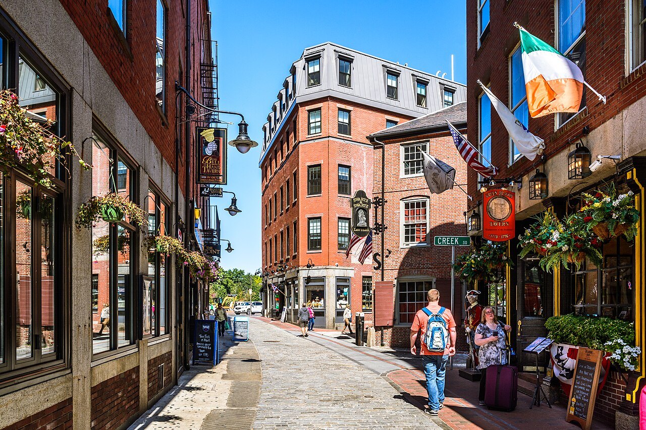 Marshall Street, a narrow lane of old brick near Faneuil Hall