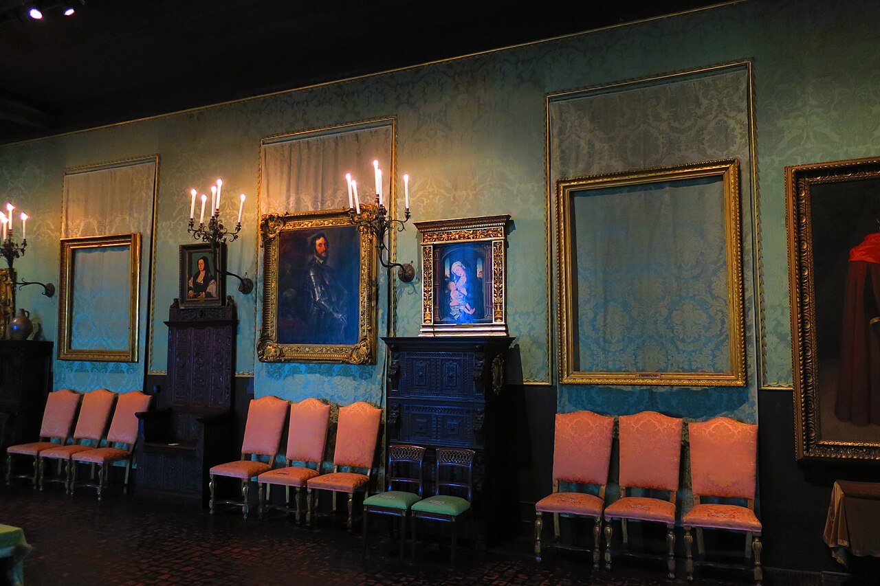 The Dutch Room, where the empty frames of the paintings stolen in 1990 still hang on the walls