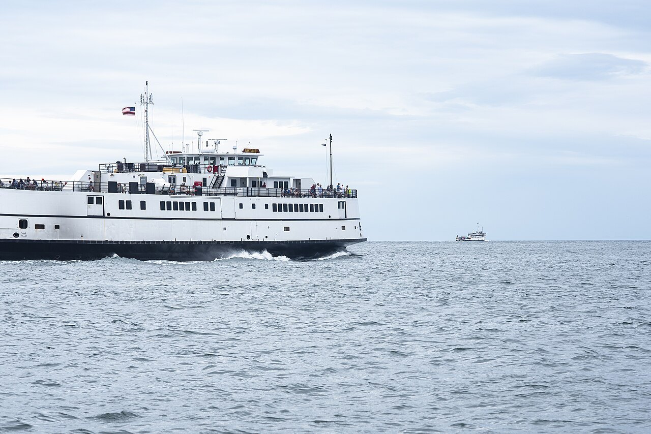 A Steamship Authority ferry crossing the sound to the island