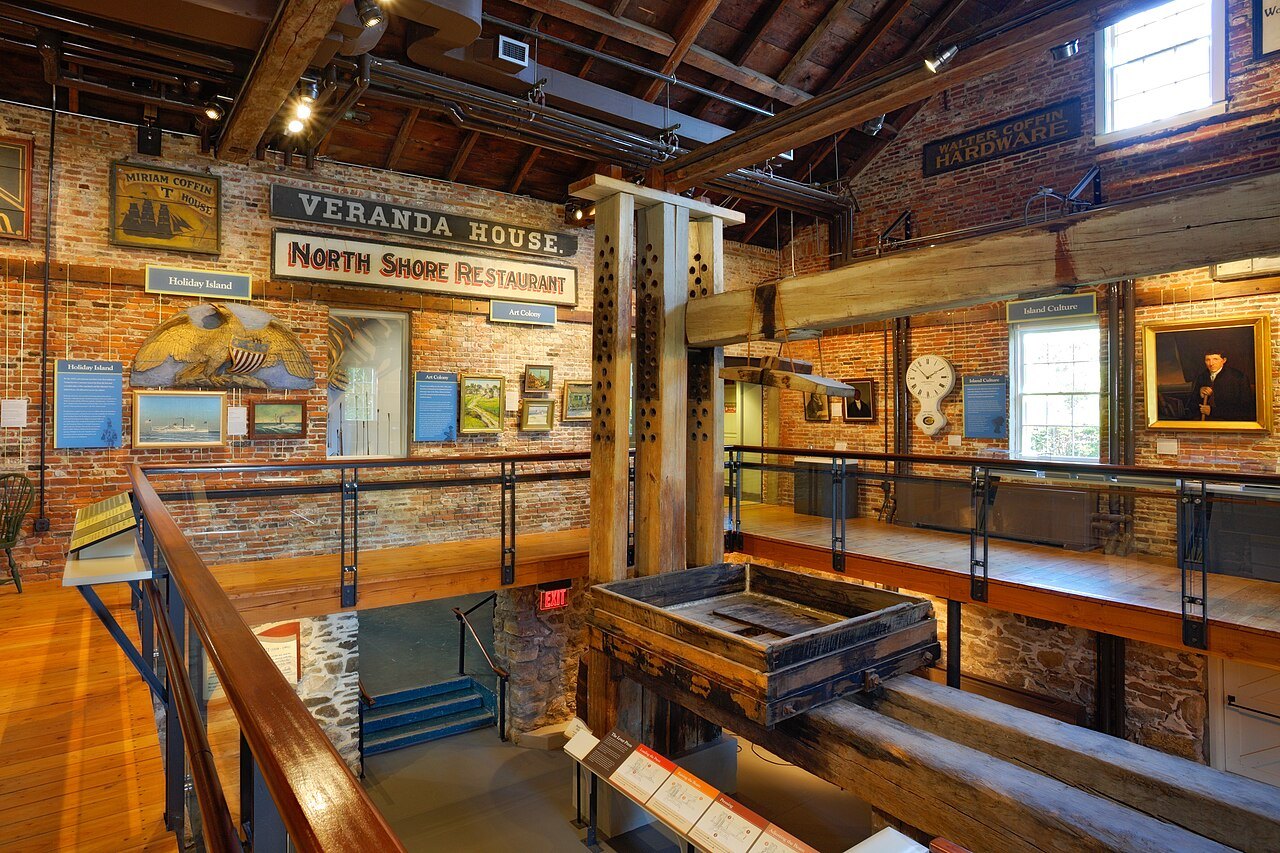 A restored candle factory interior within the Whaling Museum