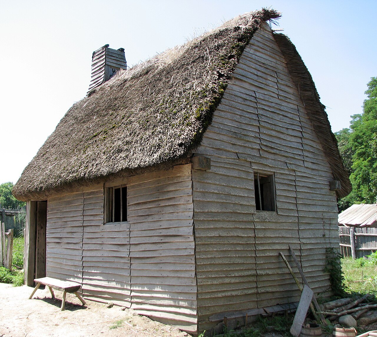 The Stephen Hopkins house, a thatched timber house in the 1627 village