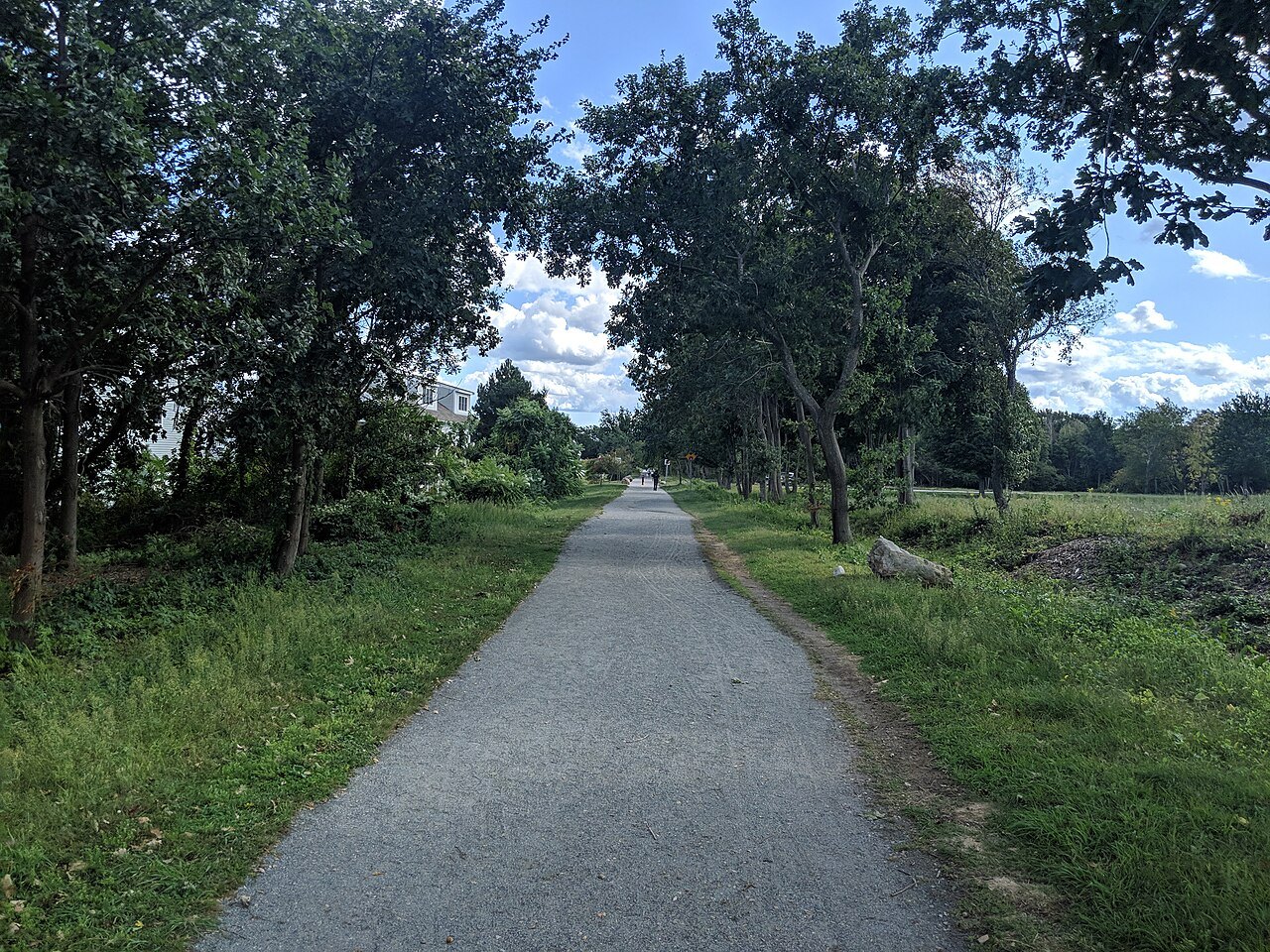 The Seaside Rail Trail between shady trees