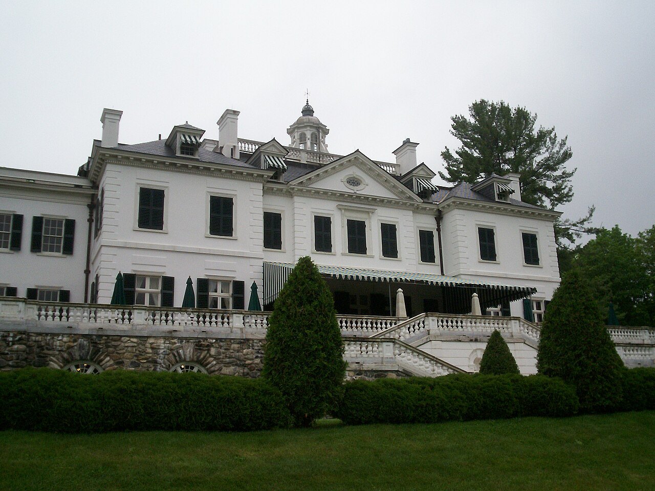 The terrace front of the Mount above its clipped shrubs