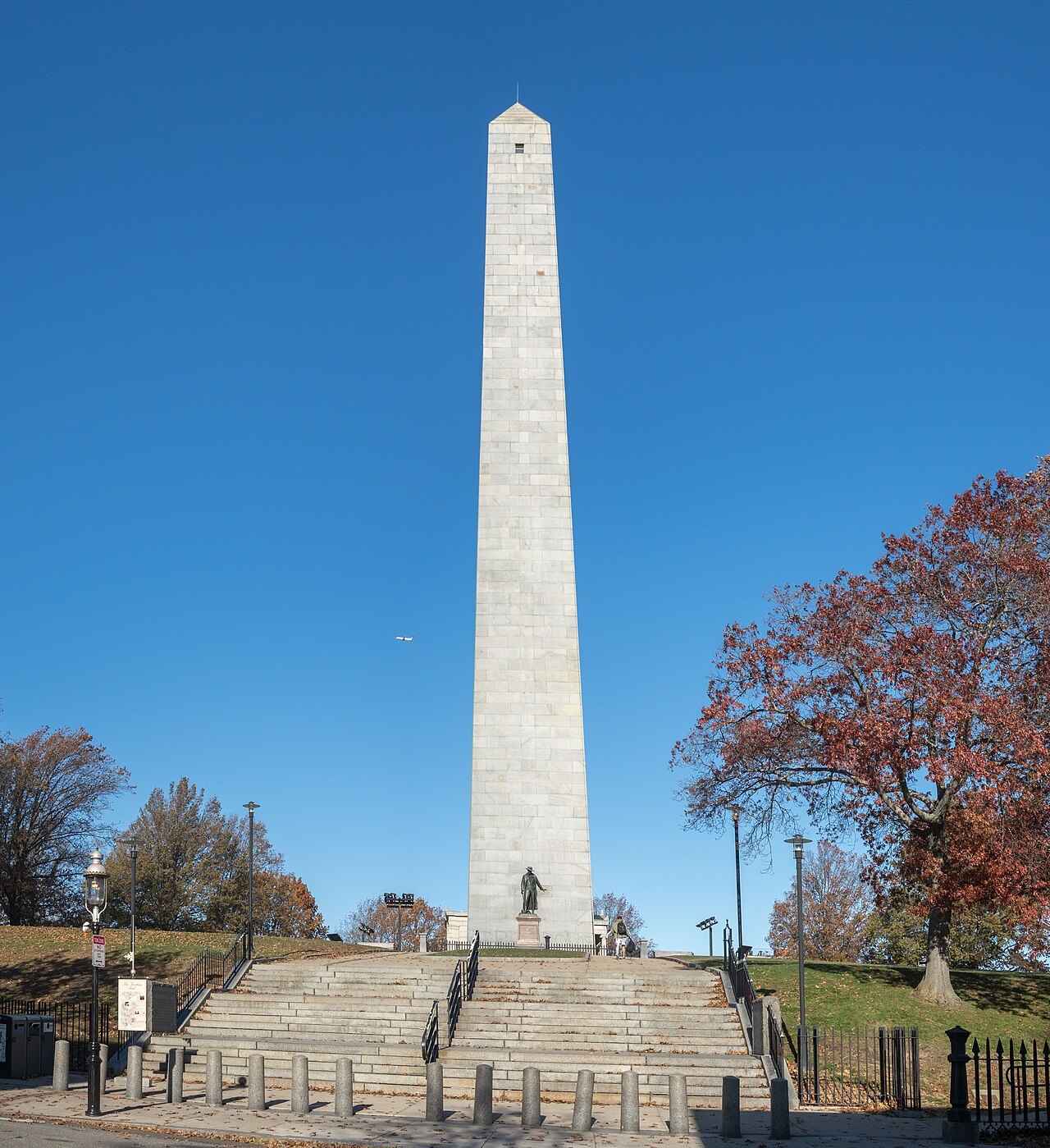 The granite obelisk of the Bunker Hill Monument on Breed's Hill in autumn